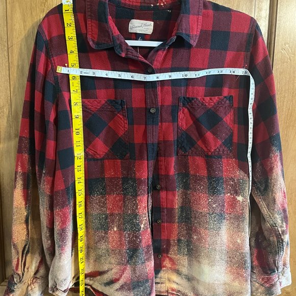 **GOT YOUR GOAT** UP-CYCLED DISTRESSED RED & BLACK FLANNEL XL - Picture 2 of 2